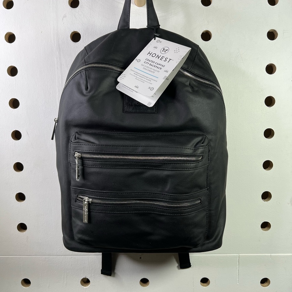 NEW Honest Coated Canvas City Backpack Baby Bag Black